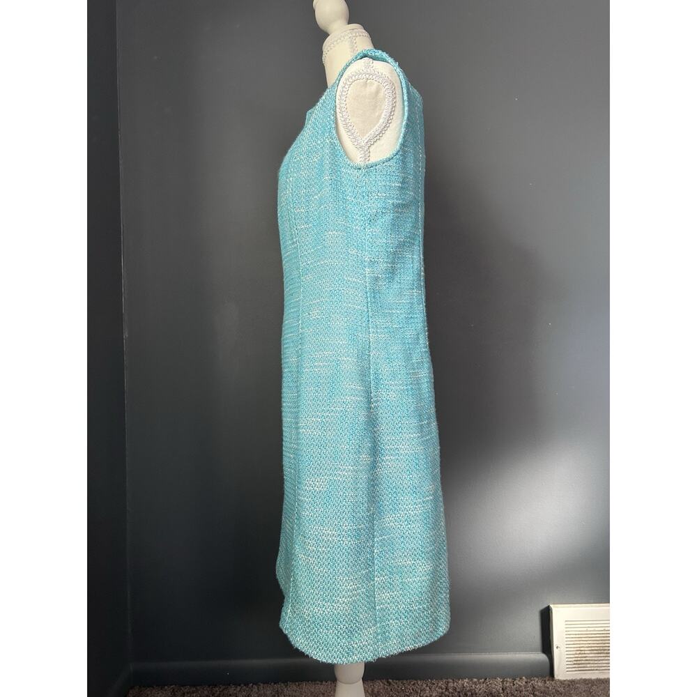 Talbots Sleeveless Dress Teal Tweed Summer Spring Coastal Preppy Classic 12P - Picture 8 of 13